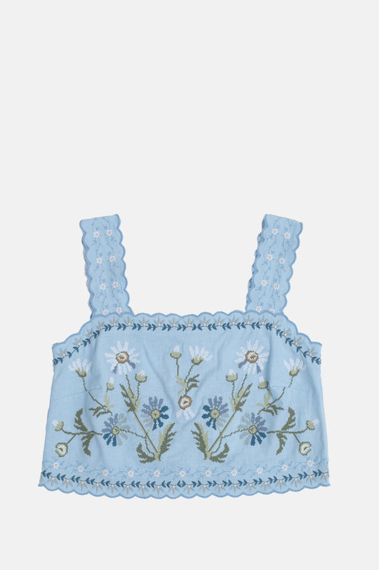 Audra Embroidery Tank Top Blue