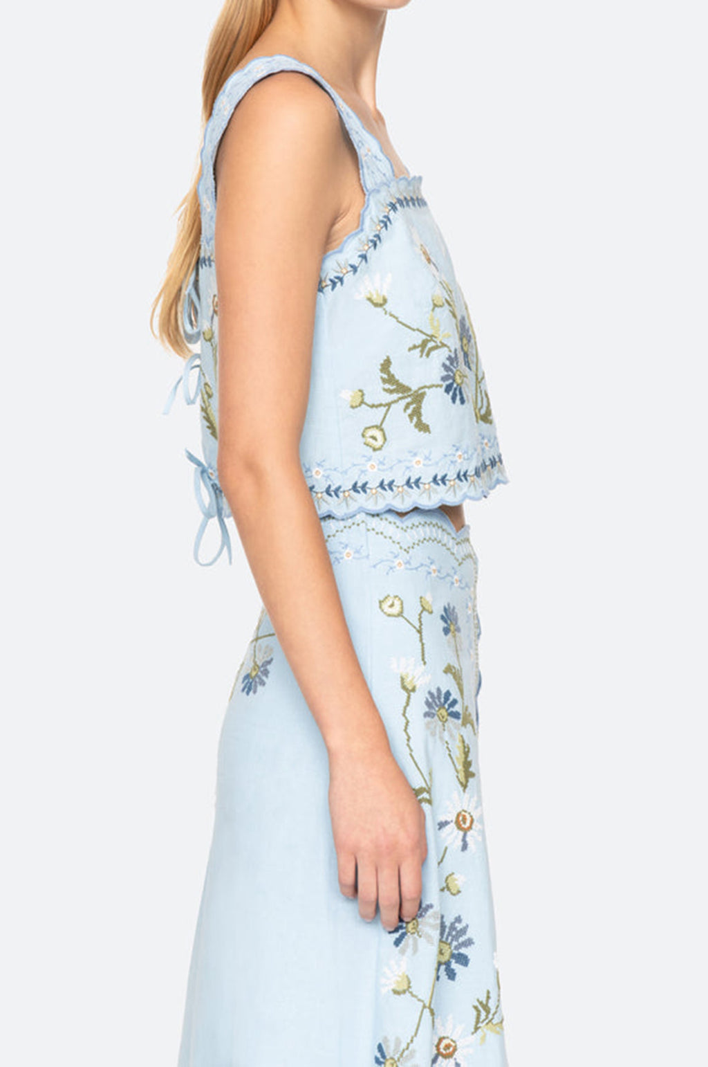 Audra Embroidery Tank Top Blue