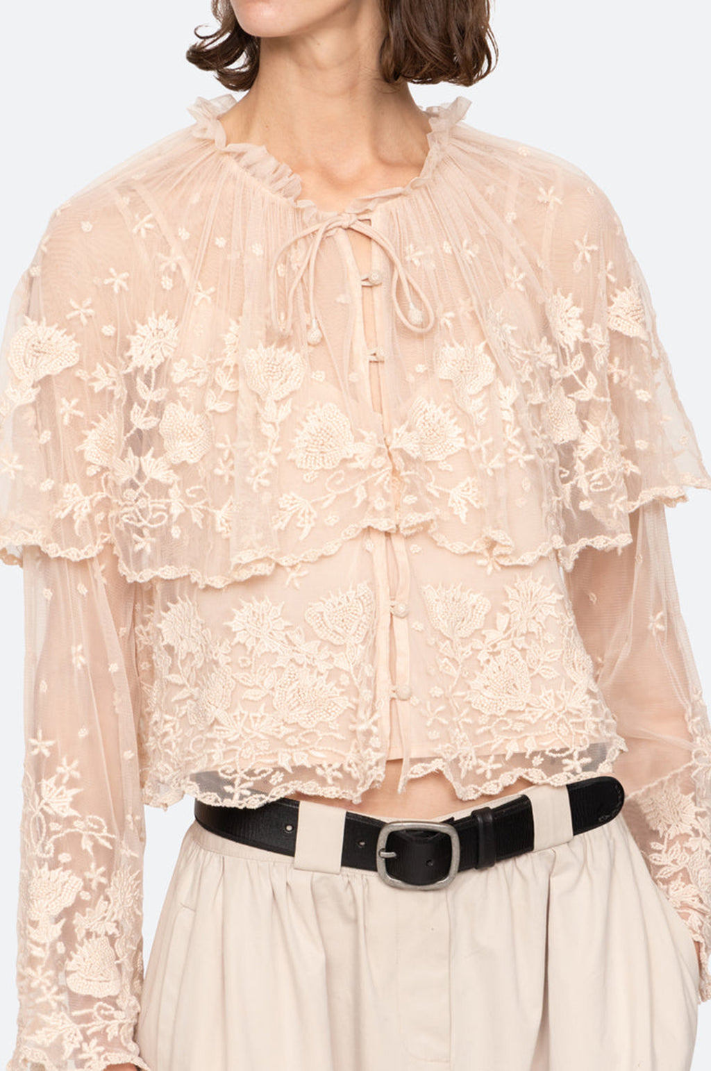 Bronte Emb L/Slv Top Blush