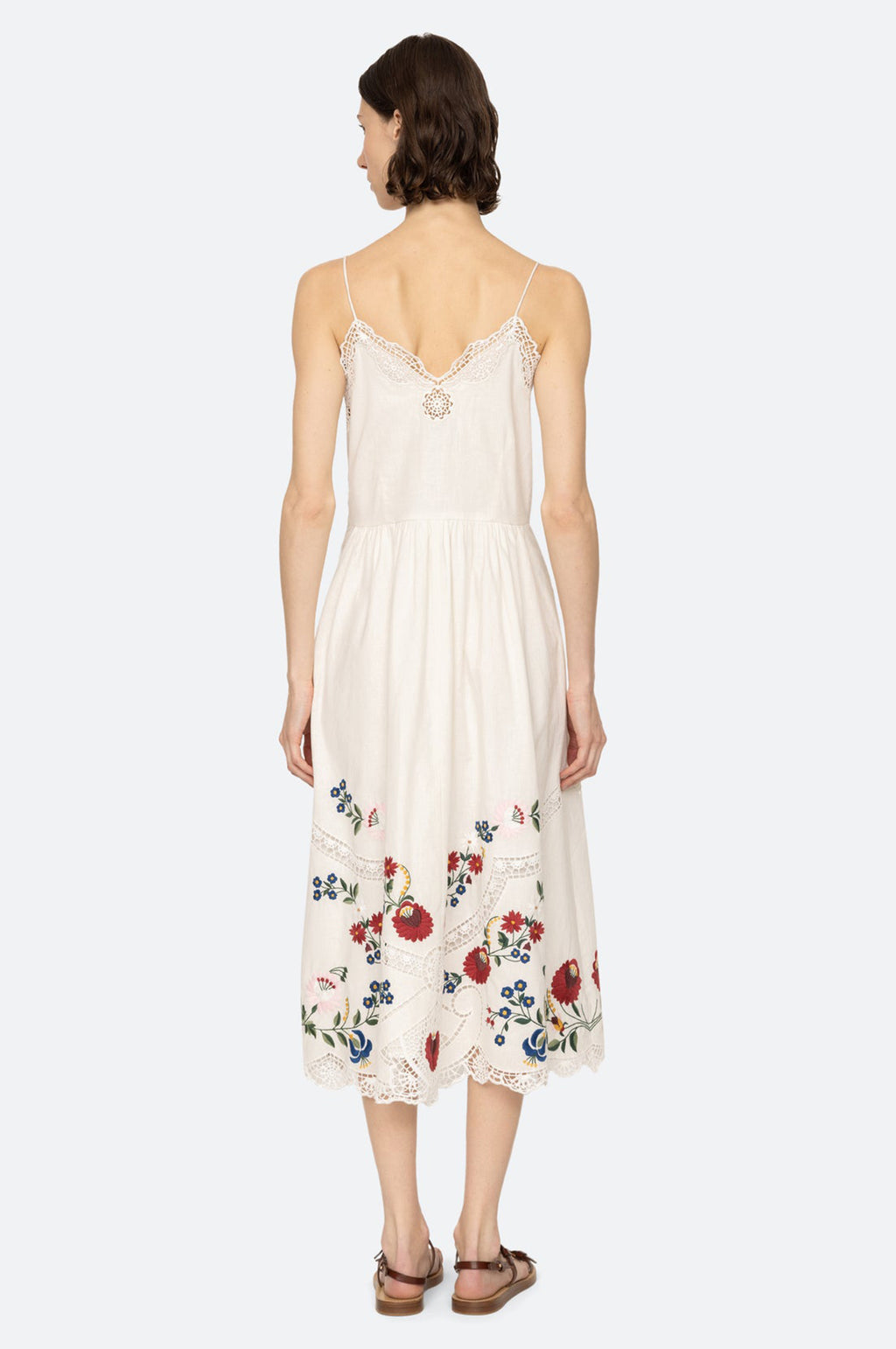 Celia Embroidery Slip Dress Cream