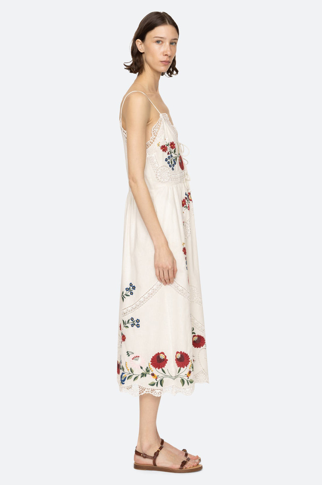 Celia Embroidery Slip Dress Cream