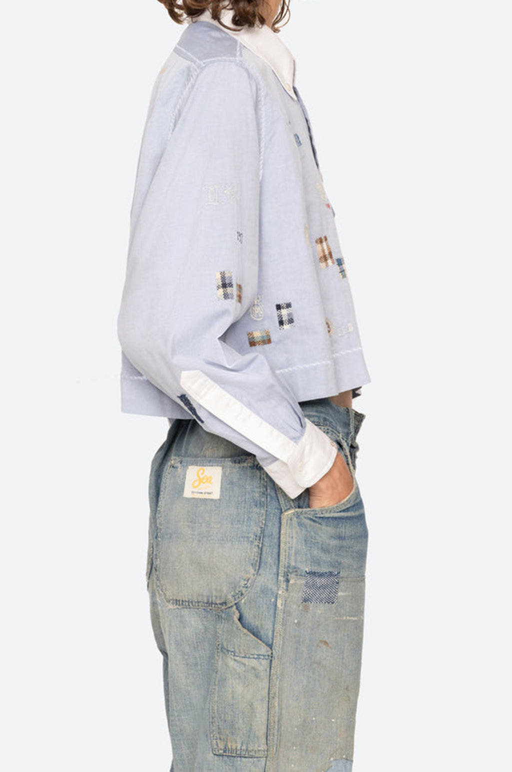 Claira Emb Button Down Blue