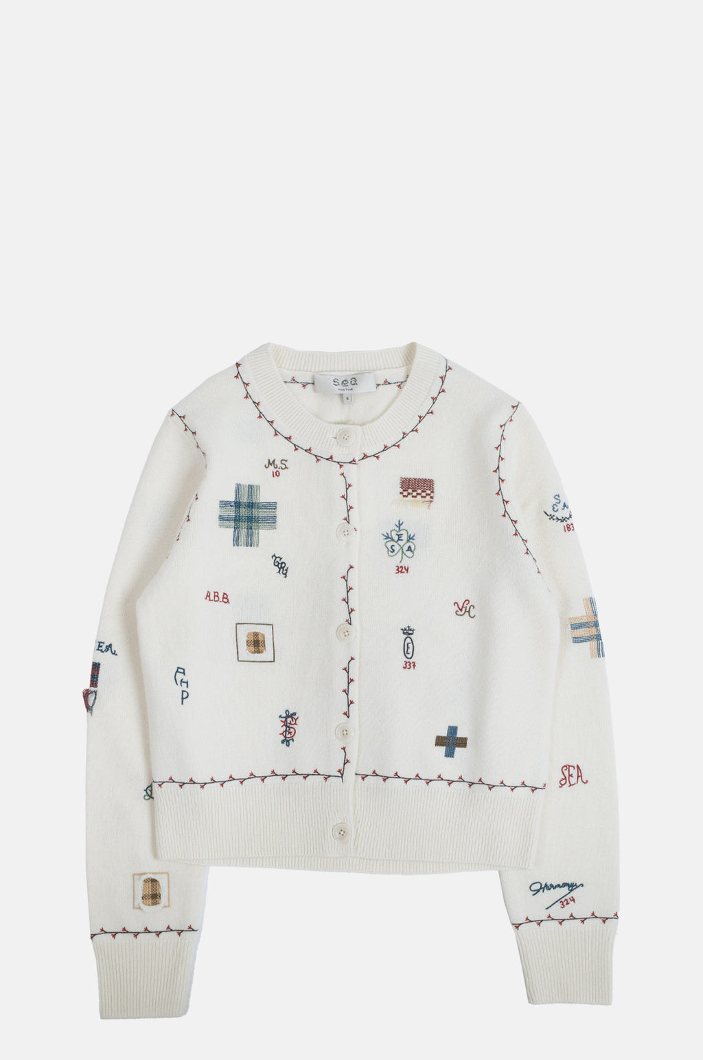 Sea New York Claira Emb Knit Cardigan Cream.
