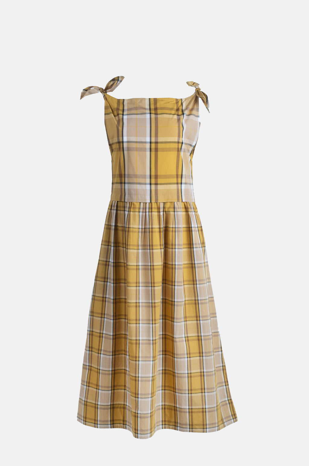 Sea New York Copeland Plaid Midi Dress Yellow.