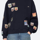 Davis Patchwork Crew Neck Sweatshirt Navy