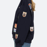 Davis Patchwork Crew Neck Sweatshirt Navy