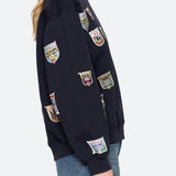 Davis Patchwork Crew Neck Sweatshirt Navy