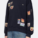 Davis Patchwork Crew Neck Sweatshirt Navy