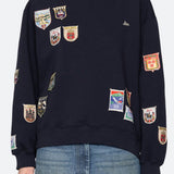 Davis Patchwork Crew Neck Sweatshirt Navy