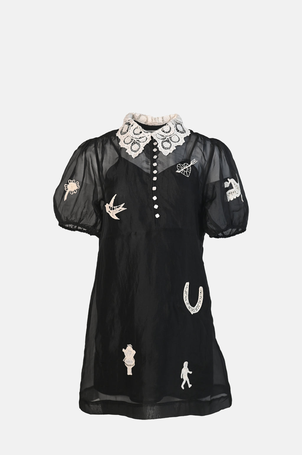 Sea New York Ellison Solid Puff Slv Mini Dress Black.