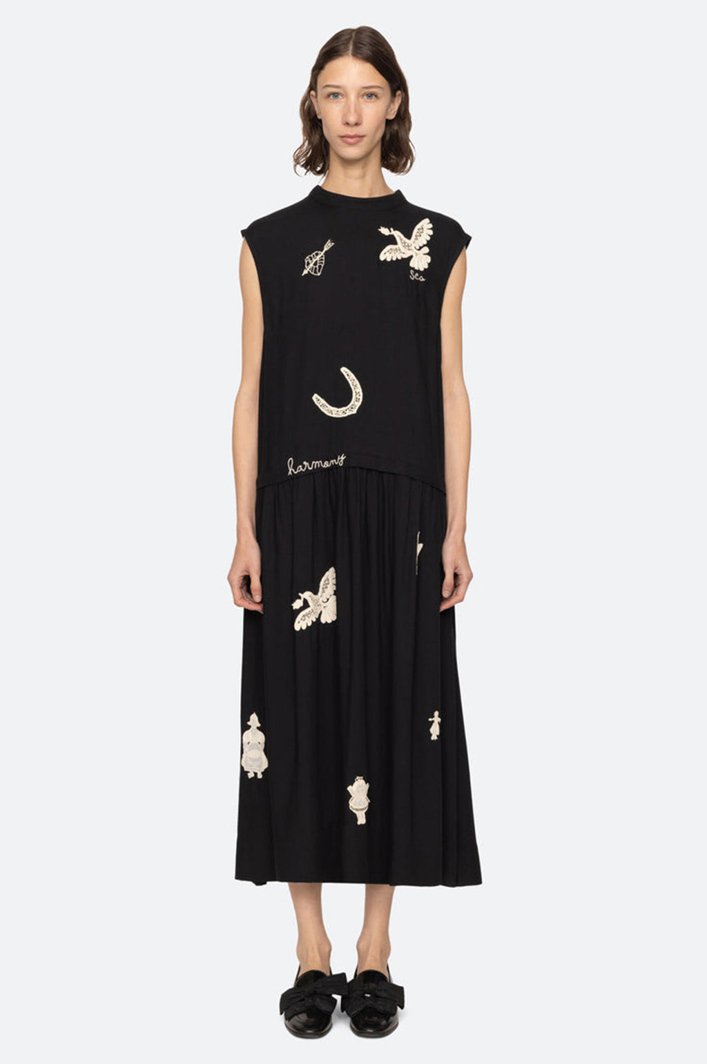 Ellison Solid Tank Midi Dress Black