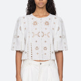 Gardener Emb S/Slv Top White