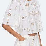 Gardener Emb S/Slv Top White