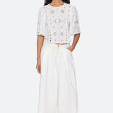 Gardener Emb S/Slv Top White
