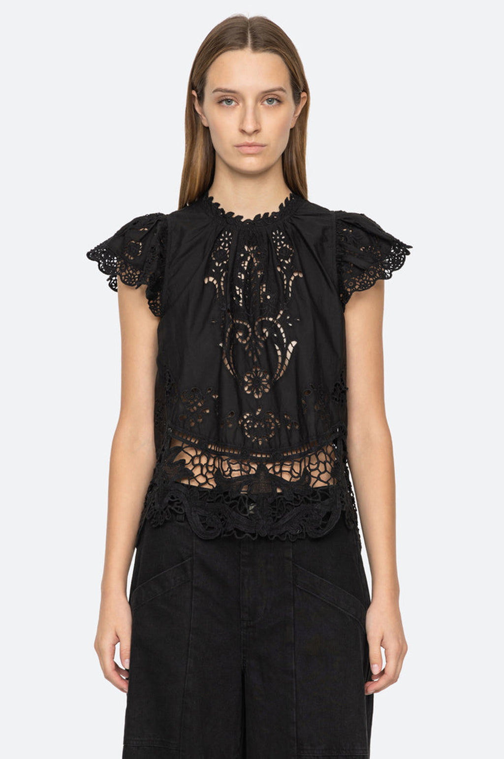 Sea New York Gianna Lace Flutter Slv Top Black – The Hambledon