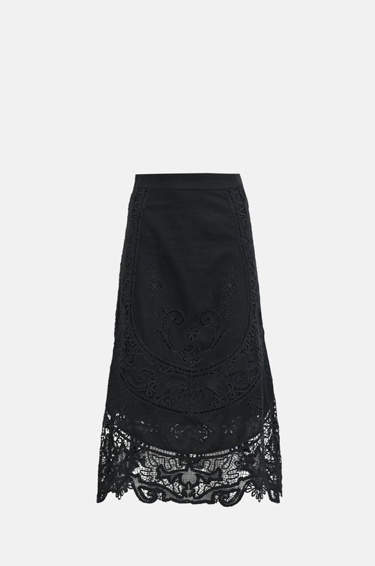 Gianna Lace Midi Skirt Black