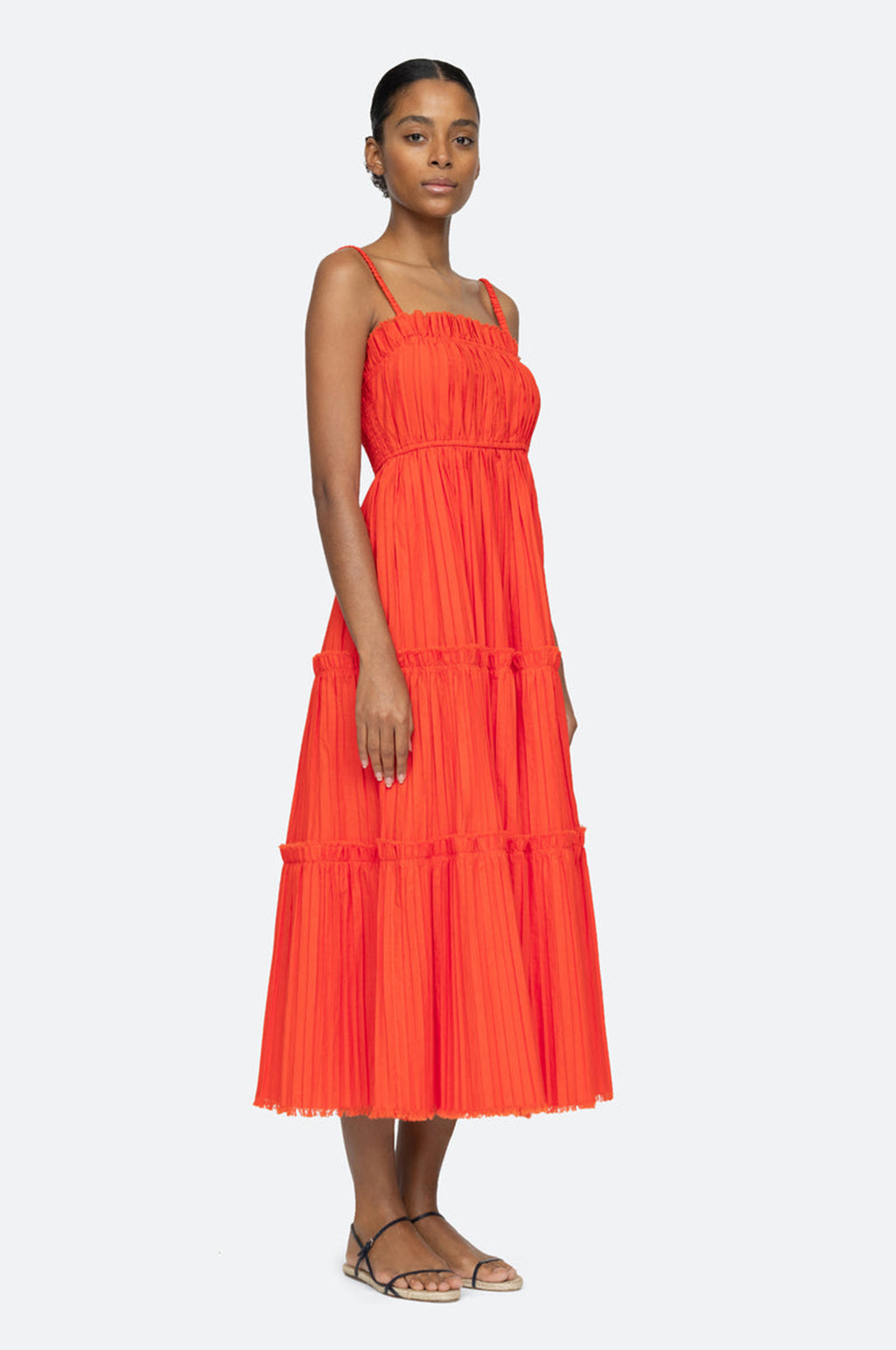 Greir Pleating Slip Dress Poppy