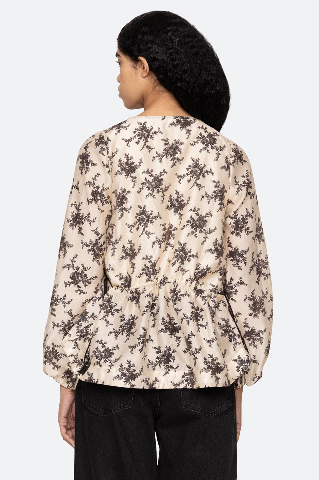 Joan Print Tie Front Top Cream