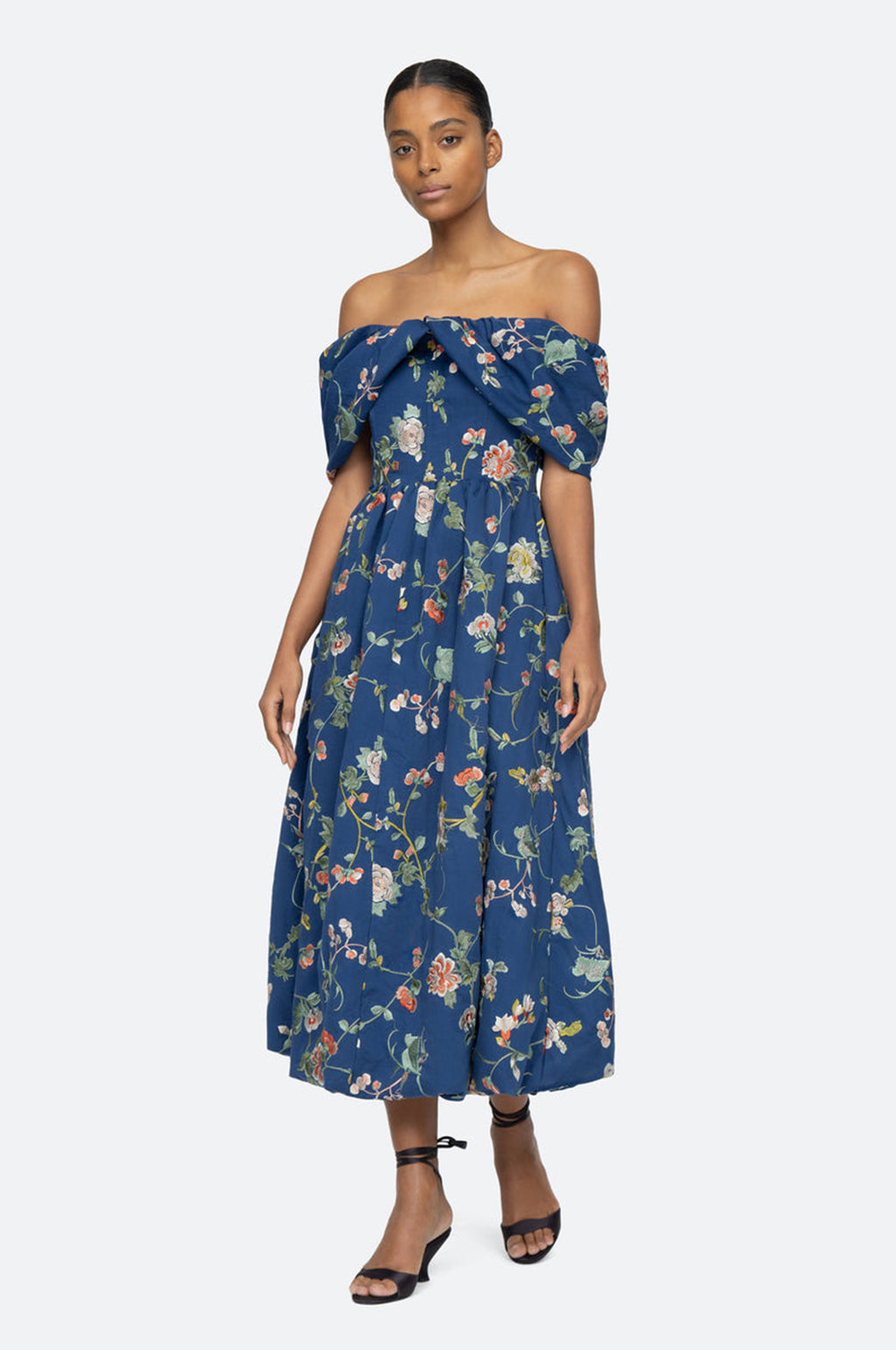 Sea New York Julian Embroidery Off Shoulder Dress Navy – The Hambledon