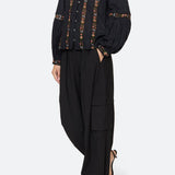 Kaiya Floral L/Slv Top Black