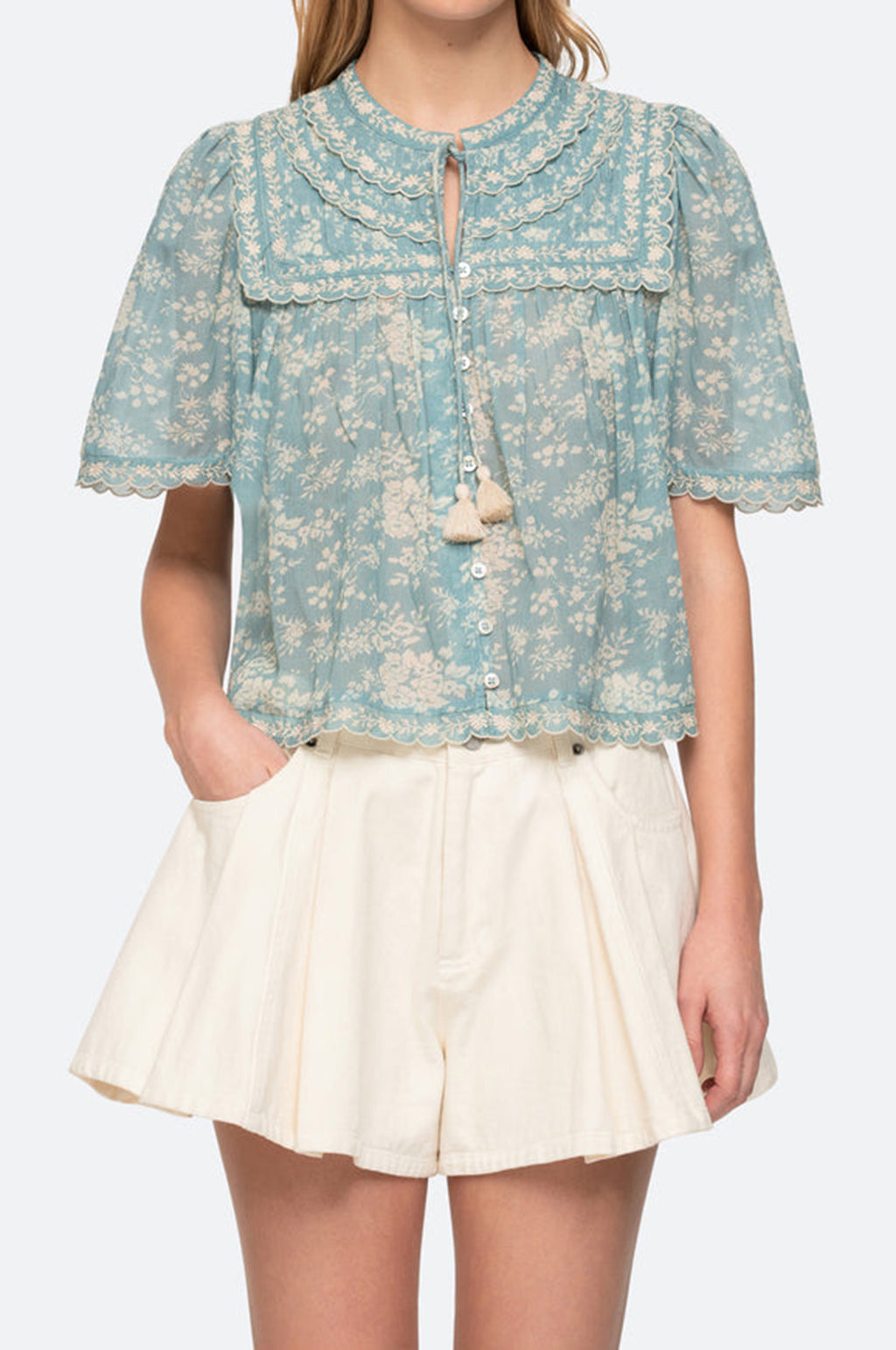 Kirsten Print Top Sky