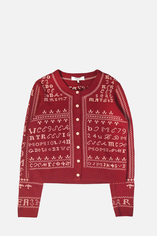 Kit Embroidery Cardigan Burgundy