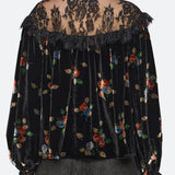 Leda Velvet L/Slv Tie Neck Top Black