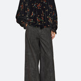 Leda Velvet L/Slv Tie Neck Top Black