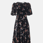 Sea New York Leda Velvet Puff Slv Midi Dress Black.