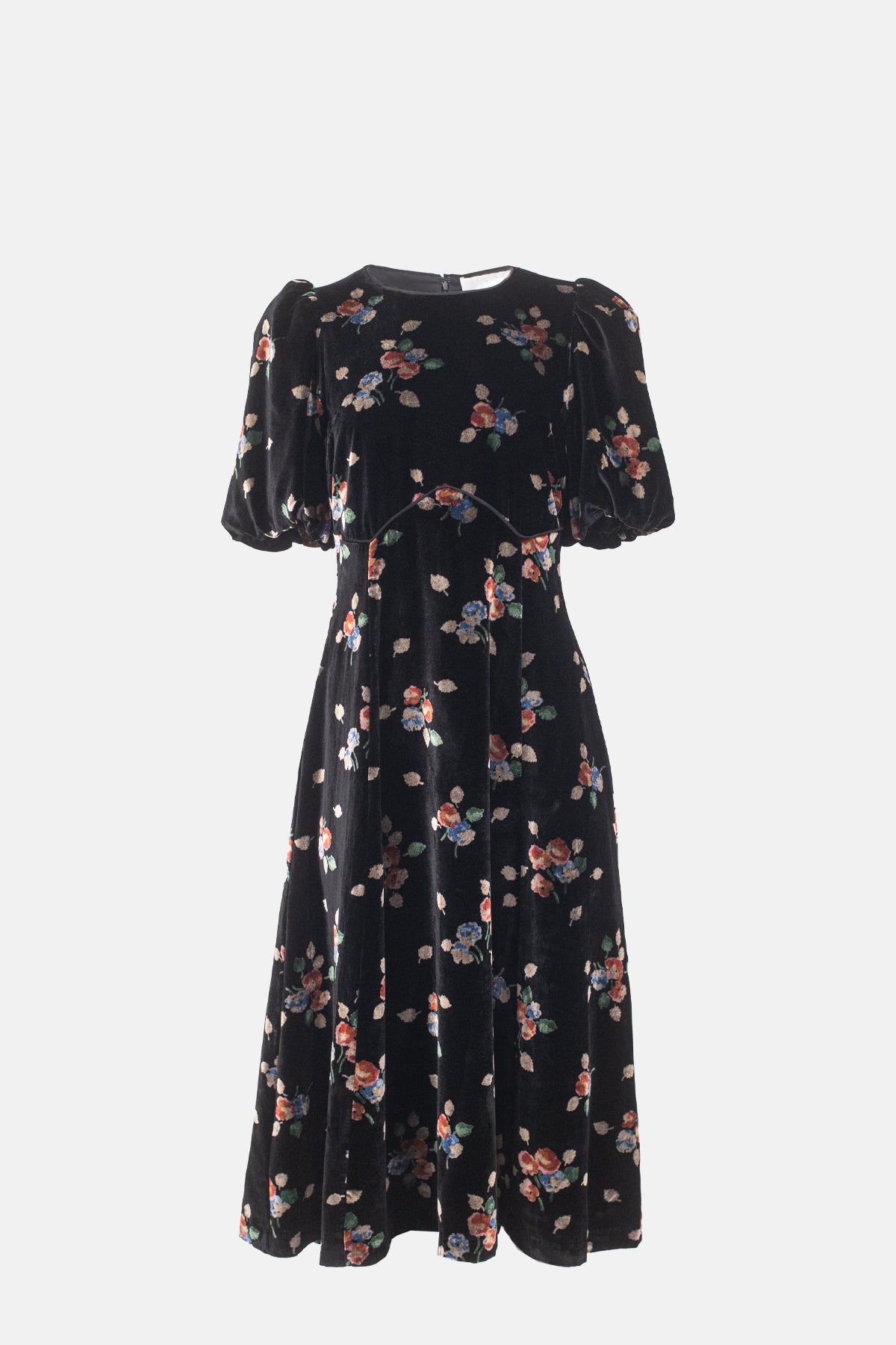 Sea New York Leda Velvet Puff Slv Midi Dress Black.