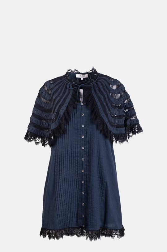 Margaret Capelet Mini Dress Blue
