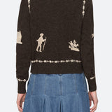 Margeurite Lace Patch L/Slv Cardigan Coffee