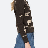 Margeurite Lace Patch L/Slv Cardigan Coffee