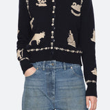 Margeurite Lace Patch L/Slv Cardigan Navy