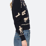 Margeurite Lace Patch L/Slv Cardigan Navy