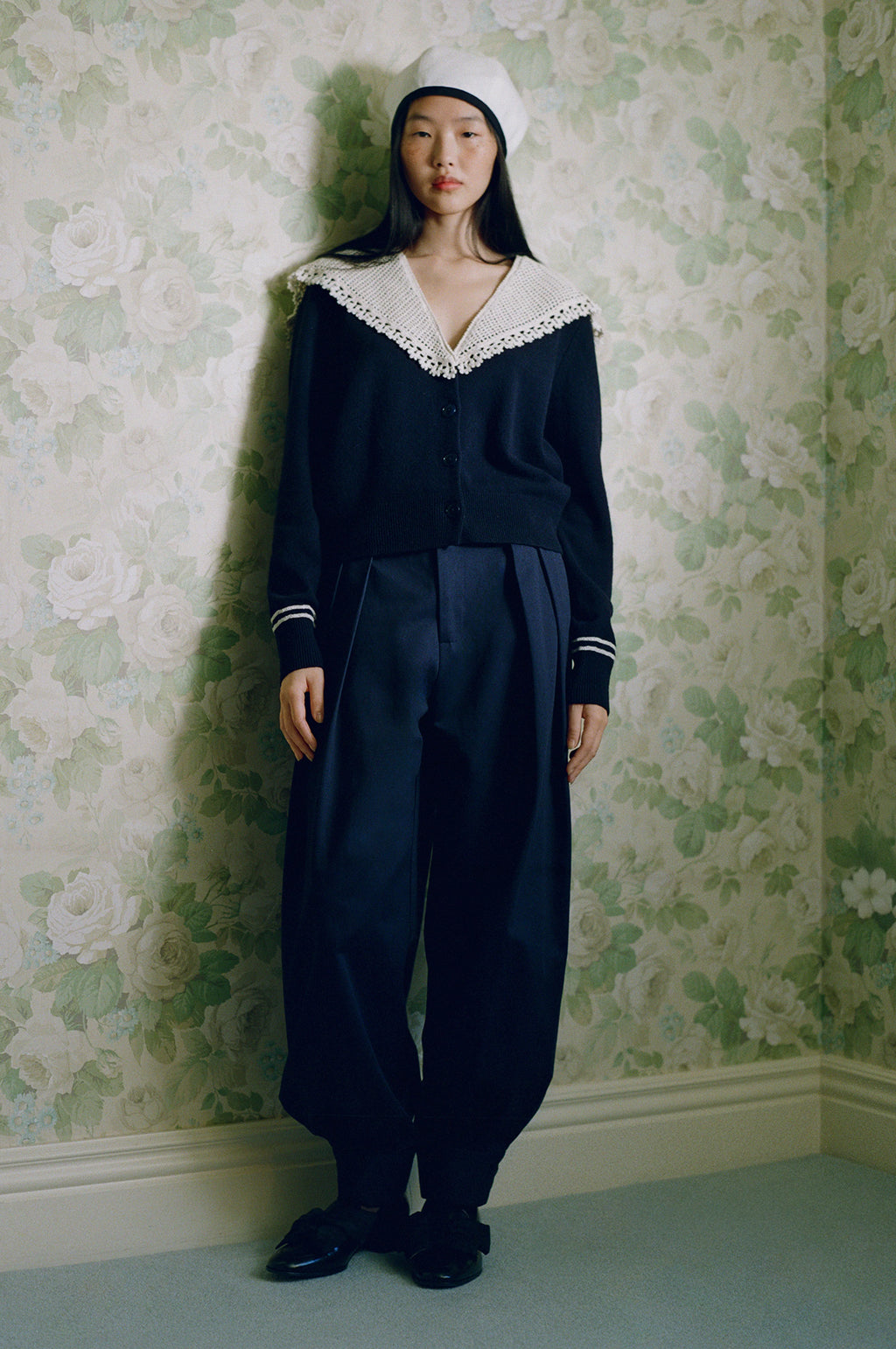 Marie Knit Embroidery L/Slv Cardigan Navy
