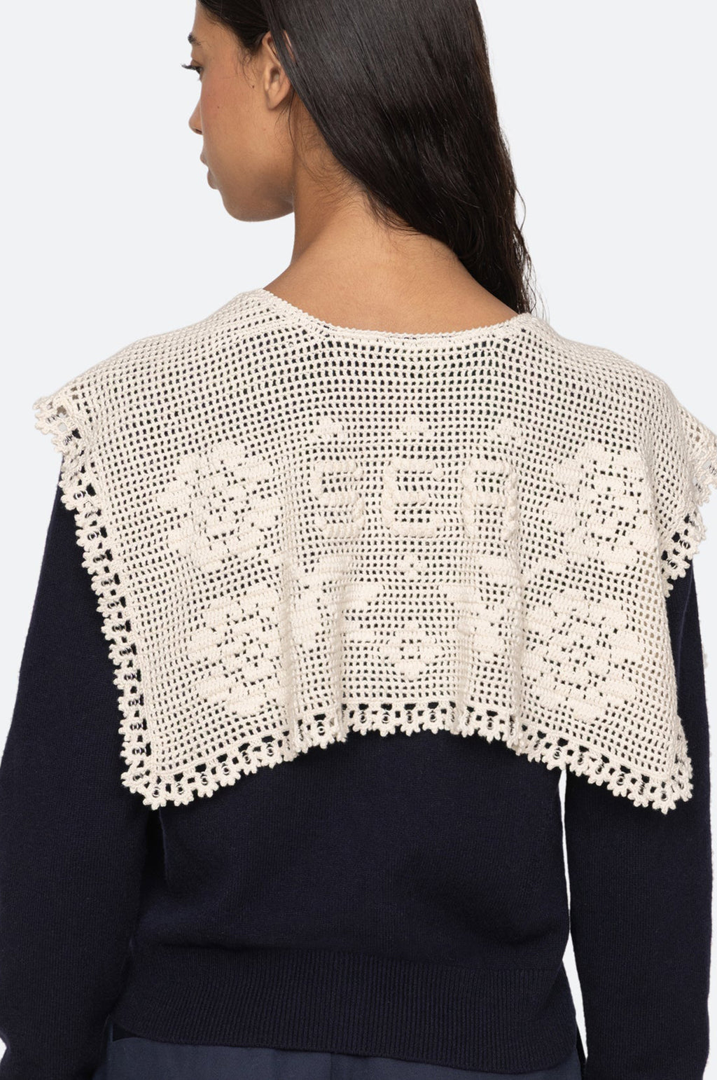 Marie Knit Embroidery L/Slv Cardigan Navy