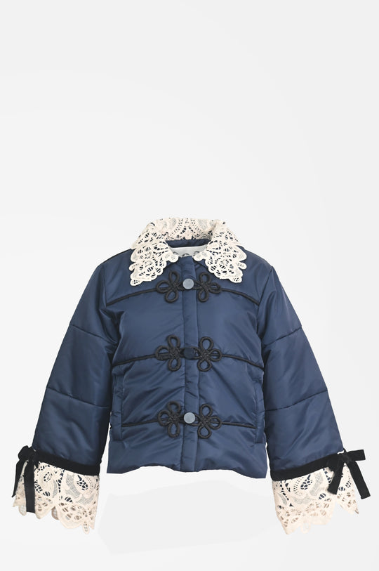 Medina Lace Puffer Jacket Navy