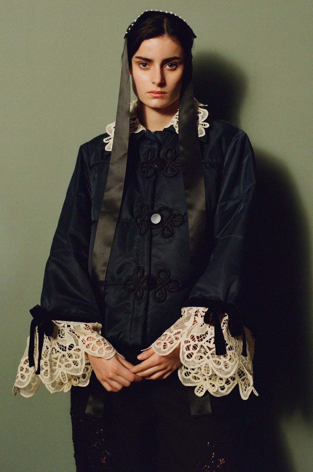 Medina Lace Puffer Jacket Navy