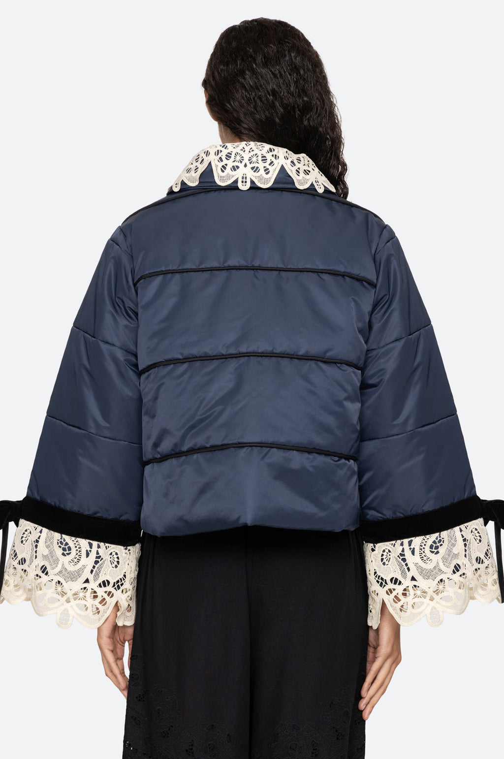 Medina Lace Puffer Jacket Navy