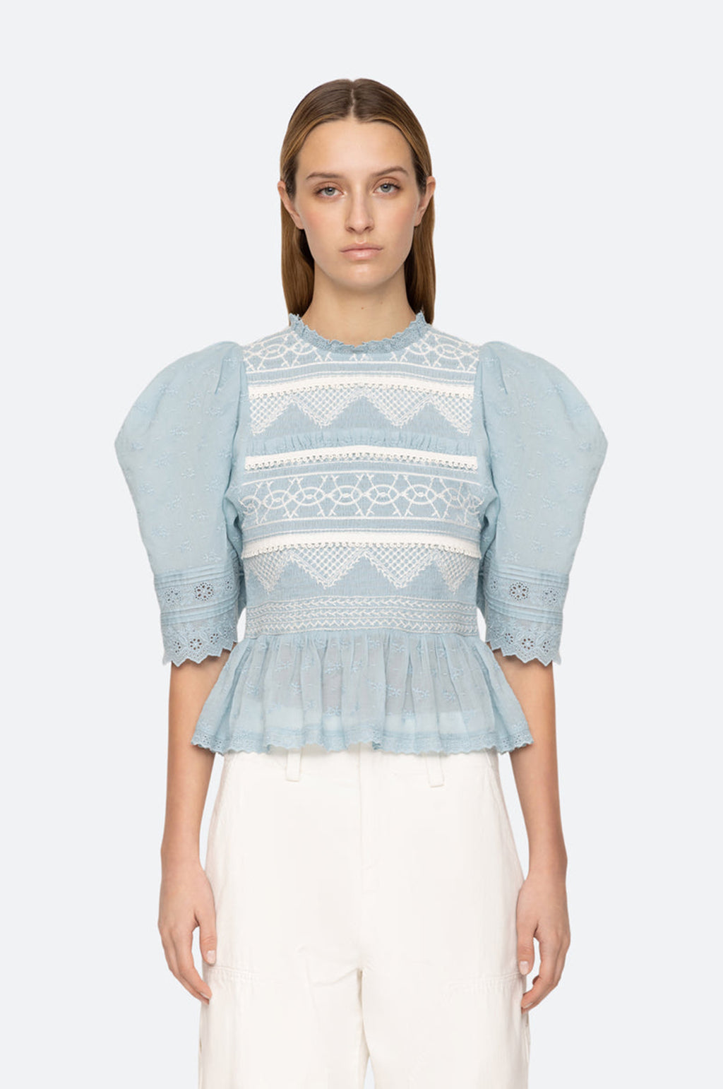 Sea New York Olga Smocking Puff Slv Smocked Top Blue – The Hambledon