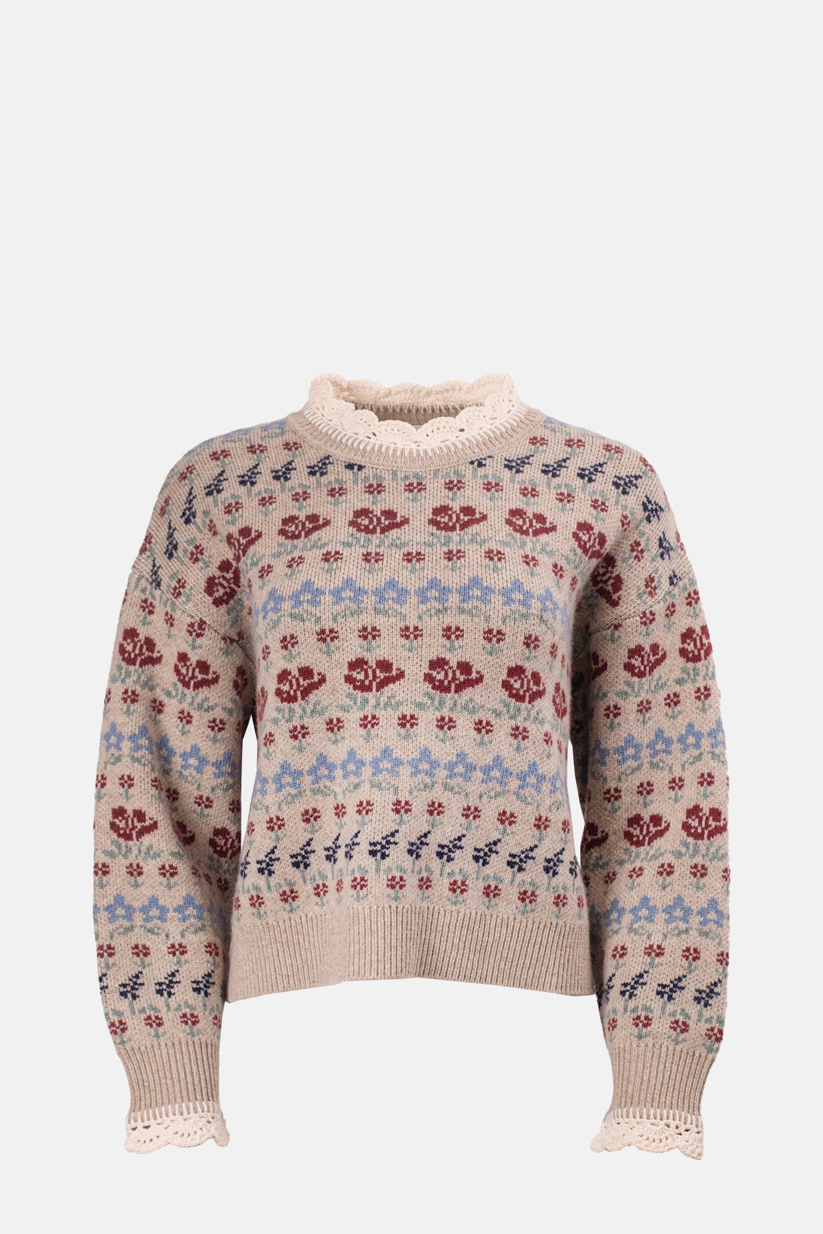Sea New York Preston Knit Crew Neck Sweater Cream.