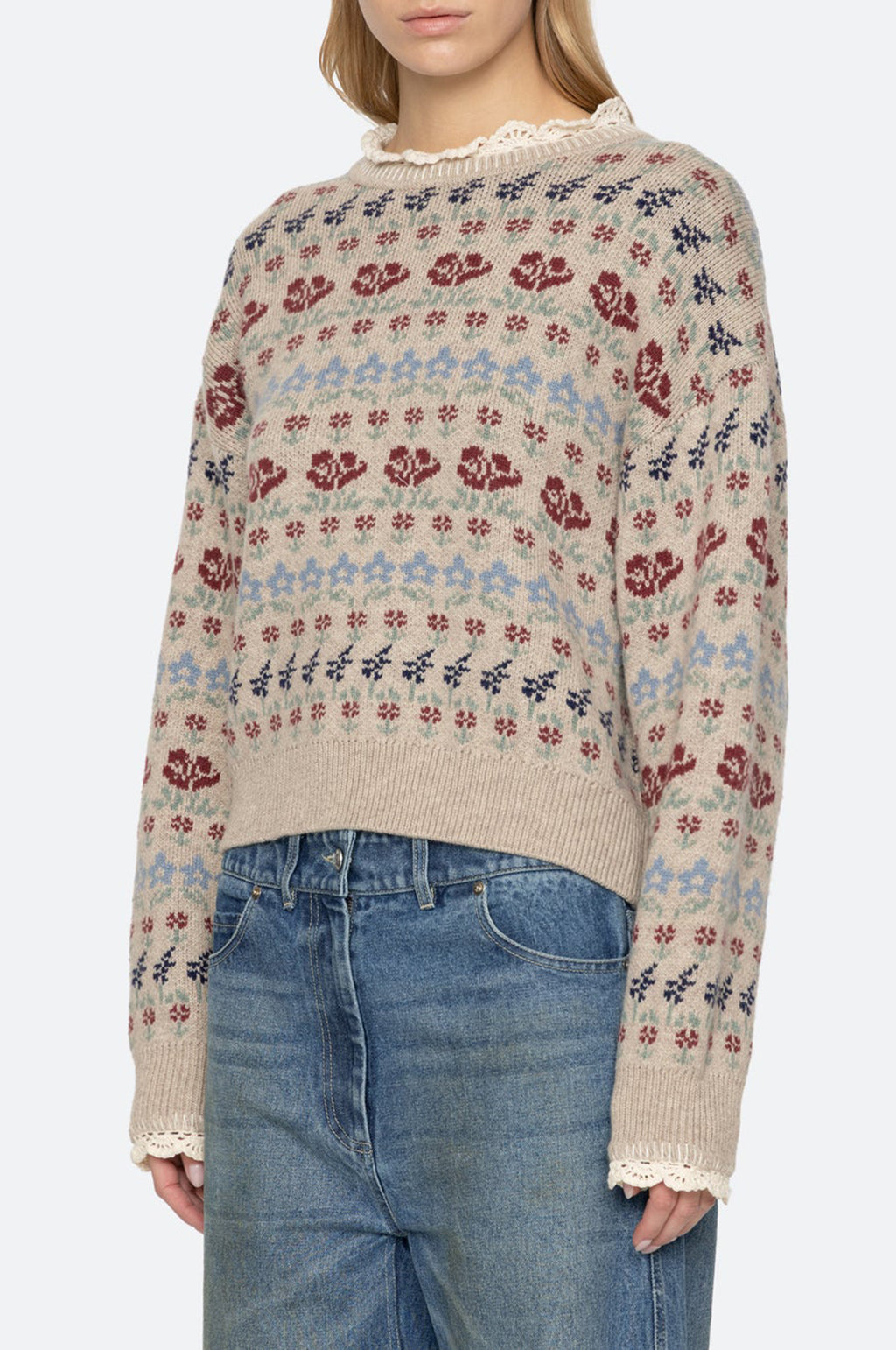 Preston Knit Crew Neck Sweater Cream