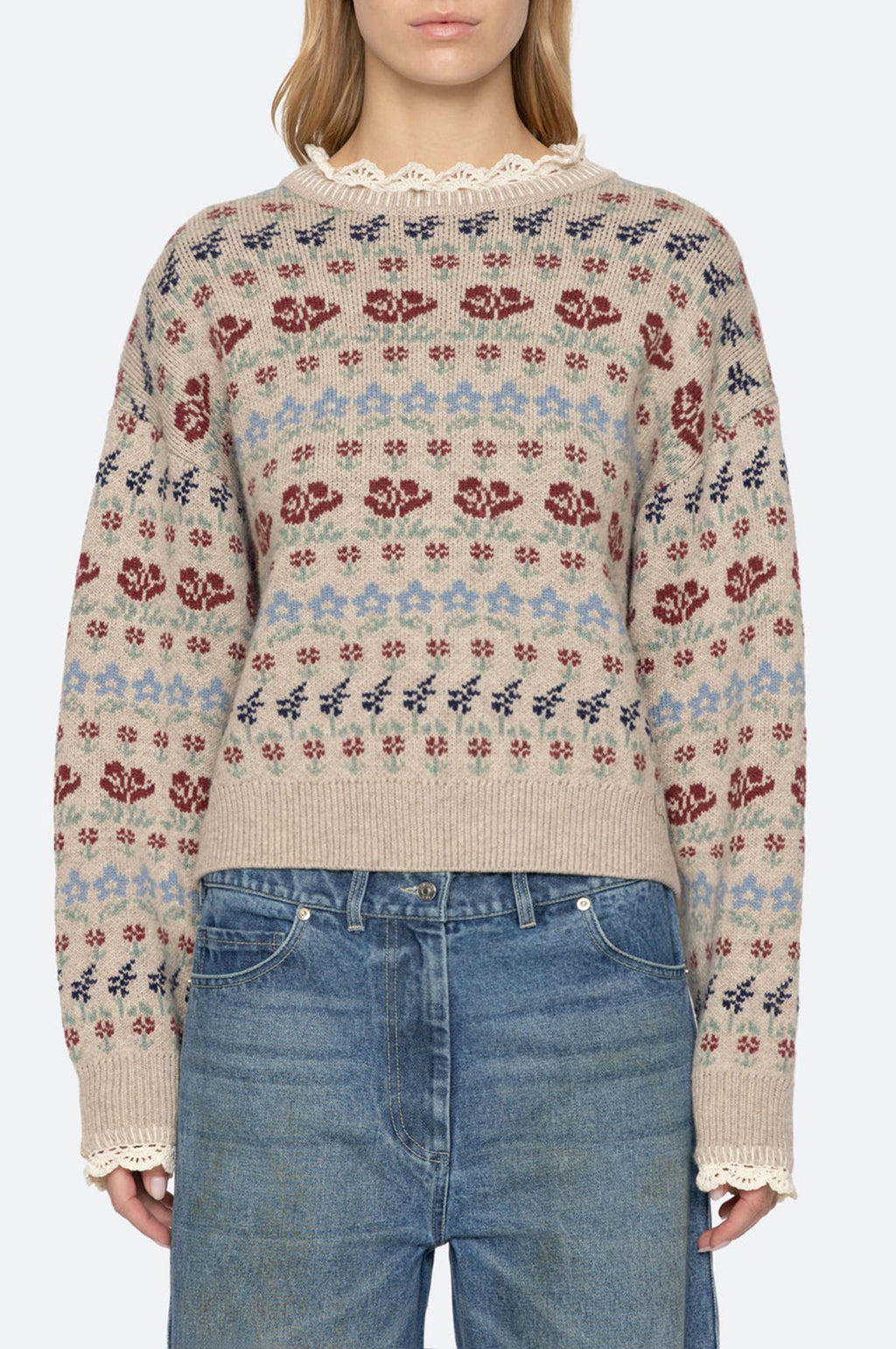 Preston Knit Crew Neck Sweater Cream