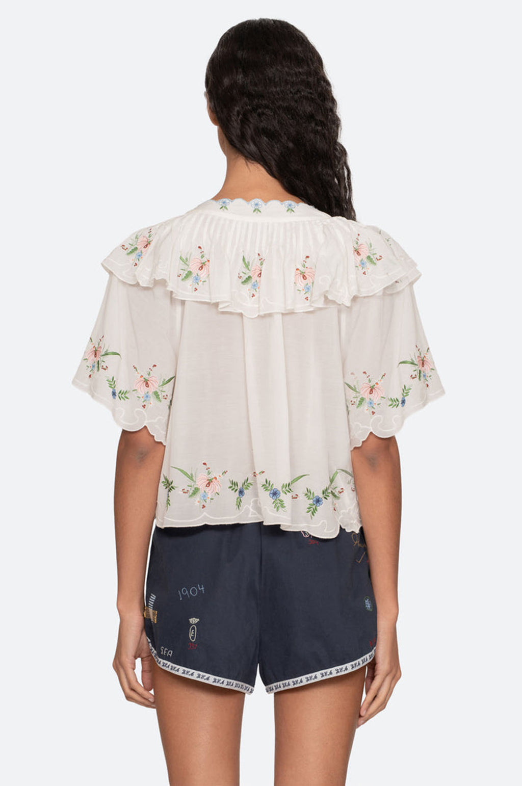 Serafina Embroidery S/Slv Top Cream