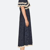 Shay Lace Cape Midi Dress Navy
