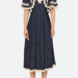Shay Lace Cape Midi Dress Navy