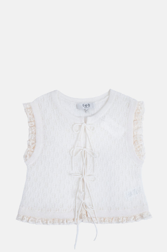 Teagan Knit Combo Vest Cream