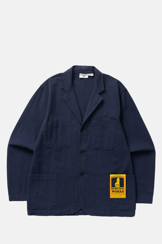 Seersucker Server Suit Jacket Dark Navy