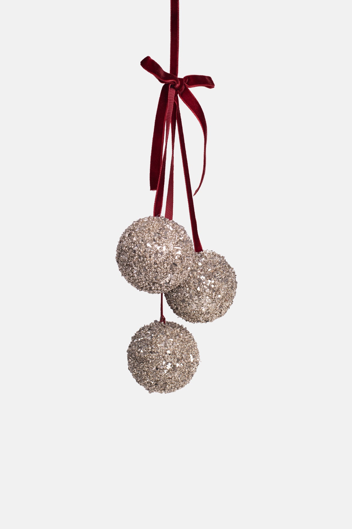 Shishi Silver Glitter Ball Bundle Burgundy Velvet.